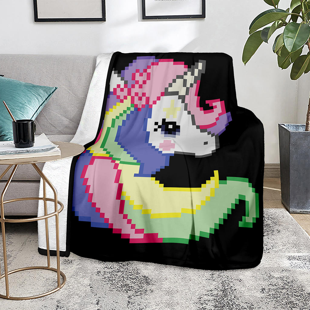 8-Bit Pixel Unicorn Print Blanket