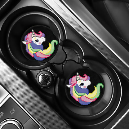 8-Bit Pixel Unicorn Print Car Coasters