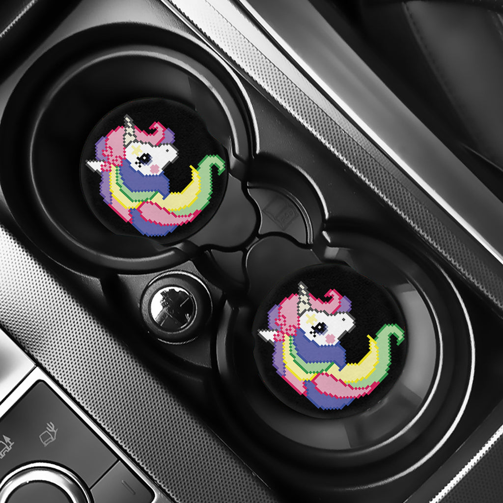 8-Bit Pixel Unicorn Print Car Coasters
