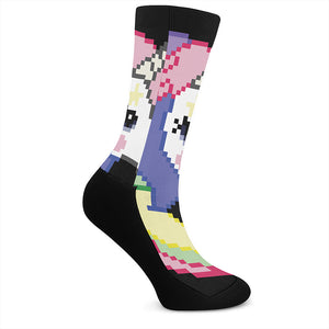 8-Bit Pixel Unicorn Print Crew Socks