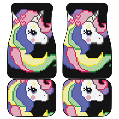 8-Bit Pixel Unicorn Print Front and Back Car Floor Mats