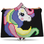 8-Bit Pixel Unicorn Print Hooded Blanket