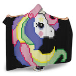 8-Bit Pixel Unicorn Print Hooded Blanket