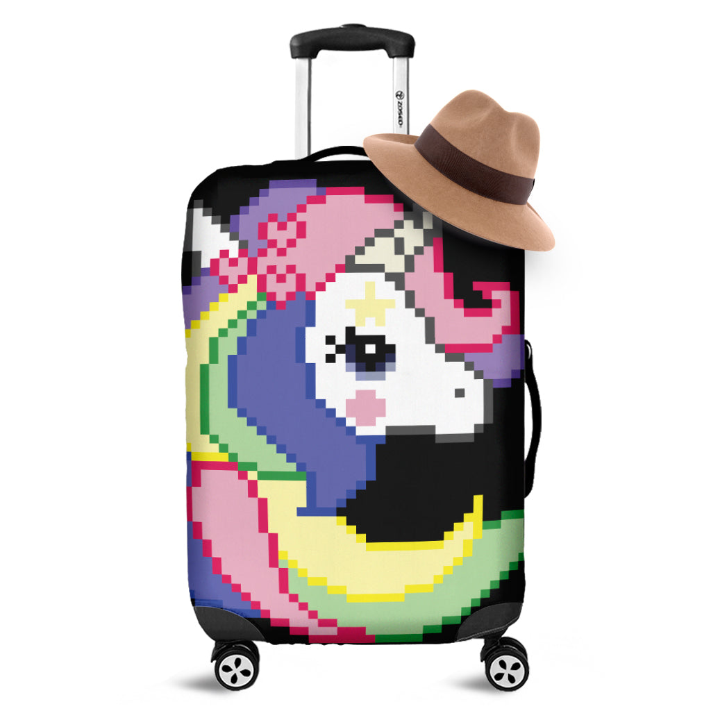 8-Bit Pixel Unicorn Print Luggage Cover