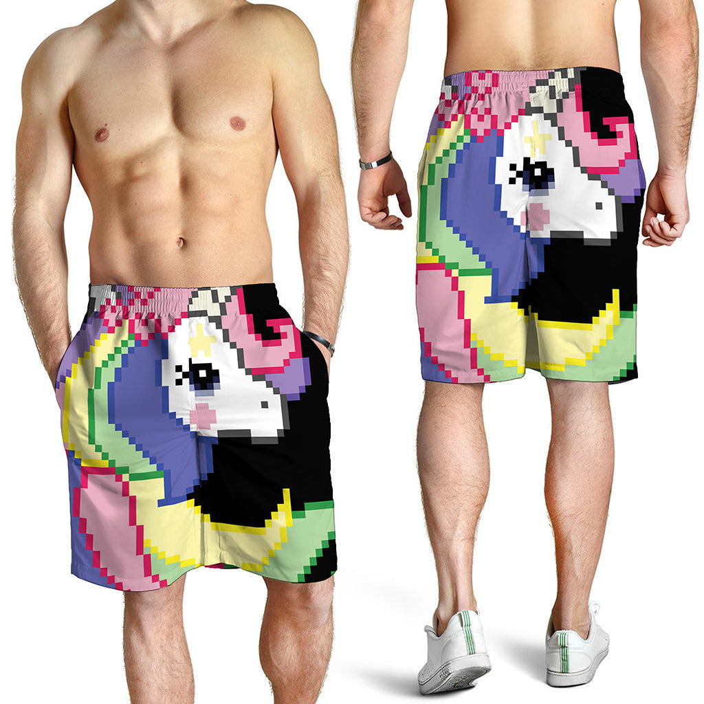 8-Bit Pixel Unicorn Print Men's Shorts