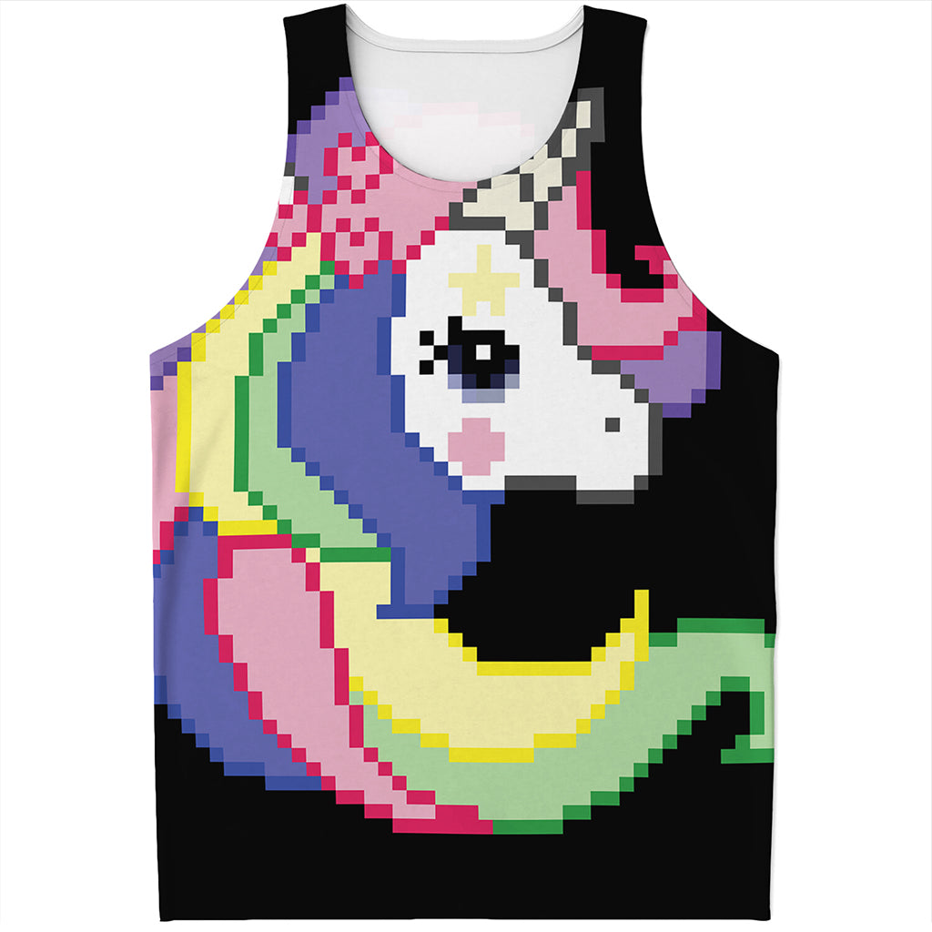 8-Bit Pixel Unicorn Print Men's Tank Top