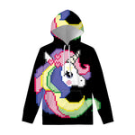 8-Bit Pixel Unicorn Print Pullover Hoodie