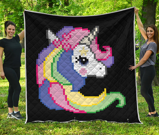 8-Bit Pixel Unicorn Print Quilt