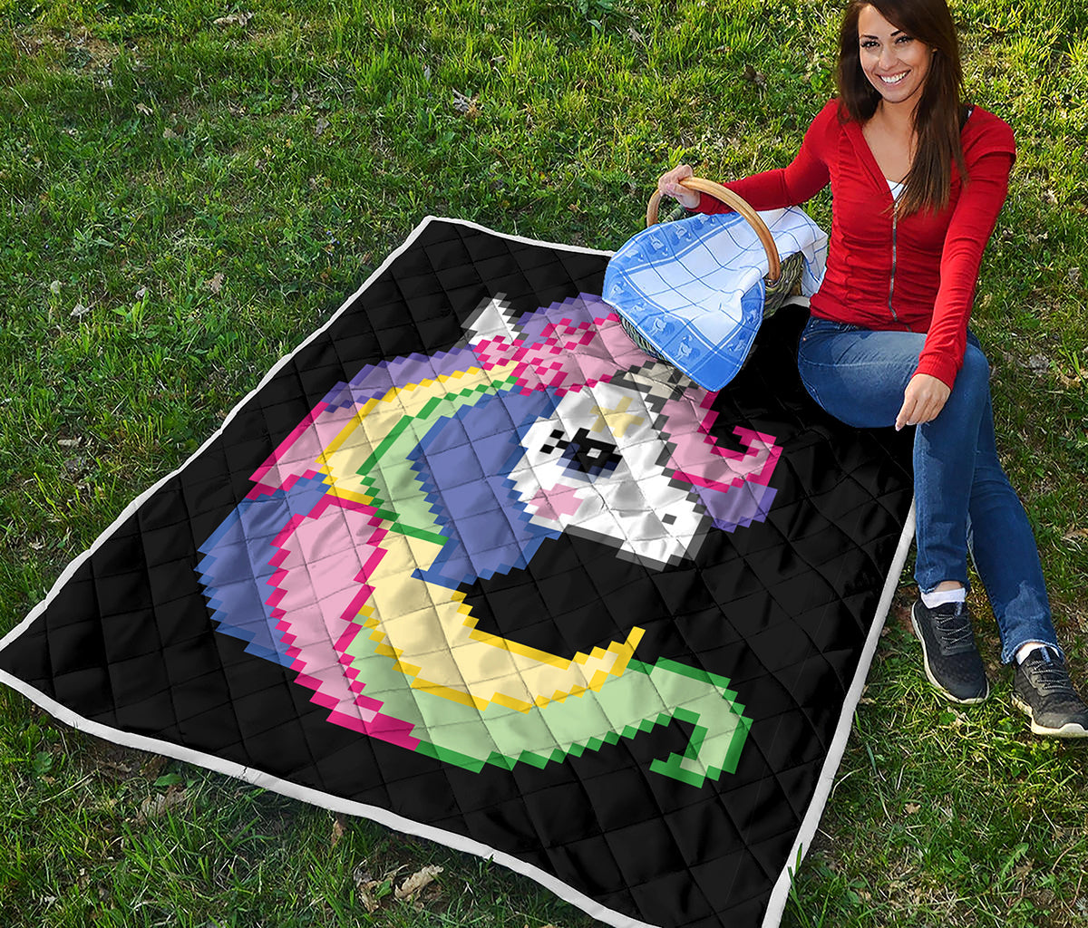 8-Bit Pixel Unicorn Print Quilt