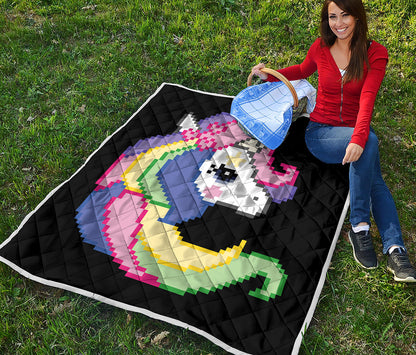 8-Bit Pixel Unicorn Print Quilt