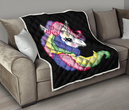 8-Bit Pixel Unicorn Print Quilt