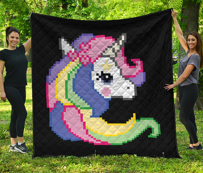 8-Bit Pixel Unicorn Print Quilt