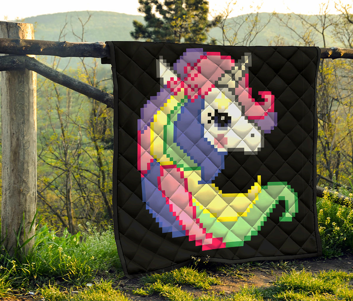 8-Bit Pixel Unicorn Print Quilt