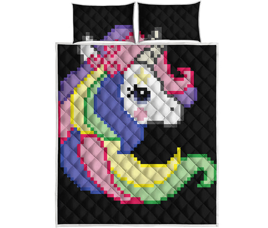 8-Bit Pixel Unicorn Print Quilt Bed Set