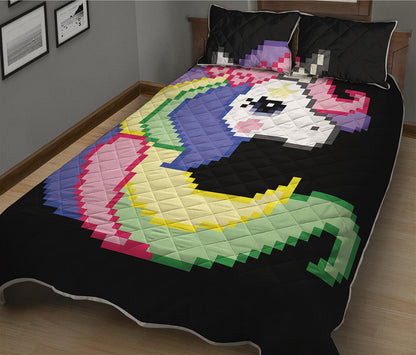 8-Bit Pixel Unicorn Print Quilt Bed Set
