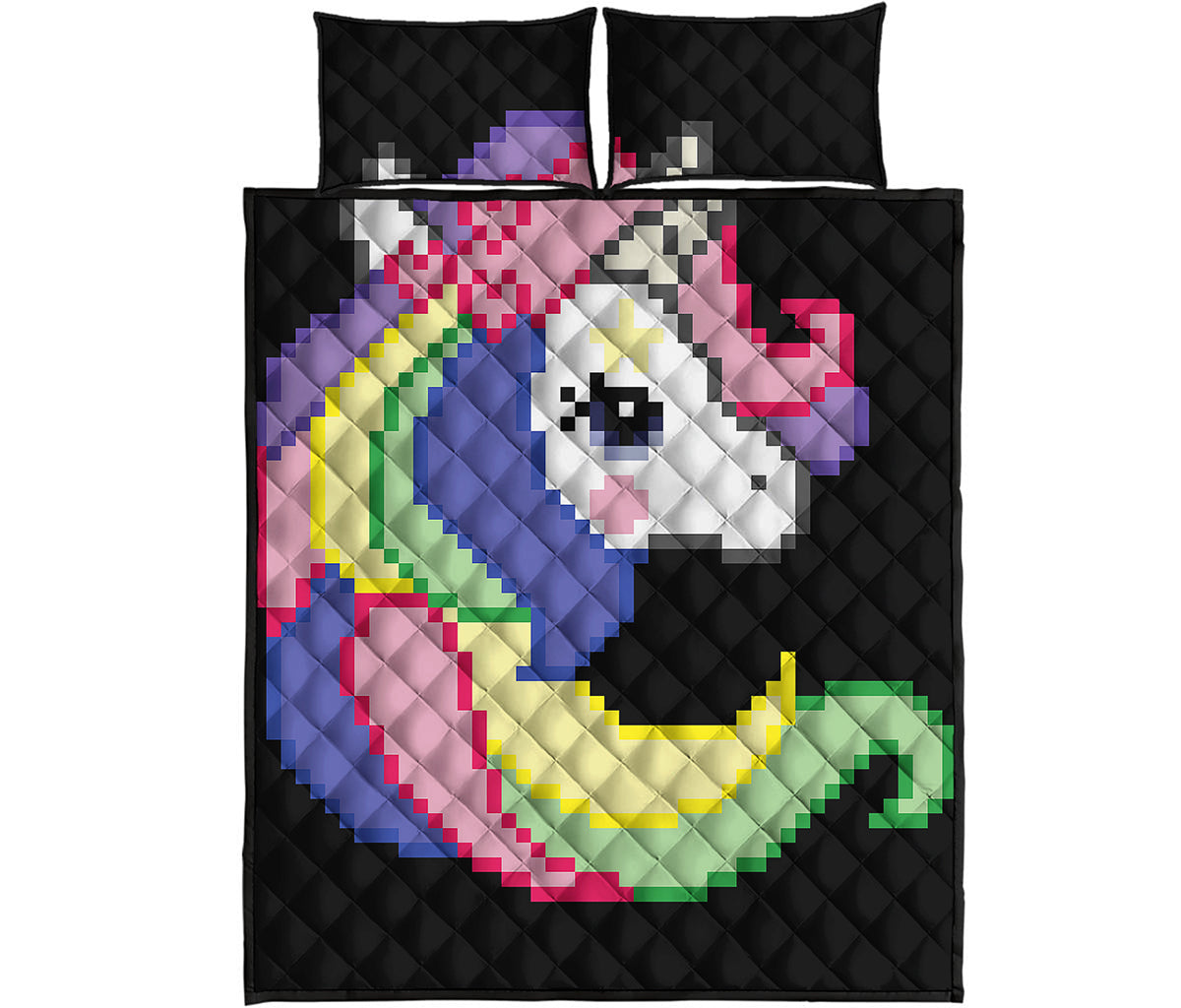 8-Bit Pixel Unicorn Print Quilt Bed Set