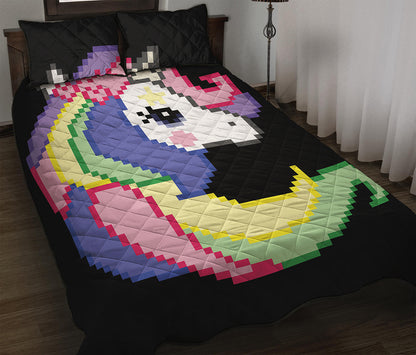 8-Bit Pixel Unicorn Print Quilt Bed Set