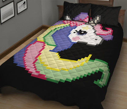 8-Bit Pixel Unicorn Print Quilt Bed Set