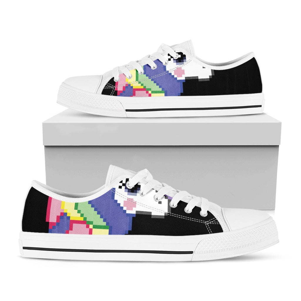 8-Bit Pixel Unicorn Print White Low Top Shoes