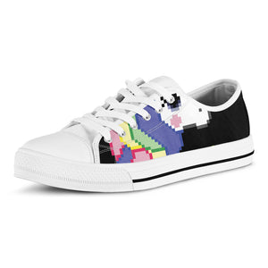 8-Bit Pixel Unicorn Print White Low Top Shoes