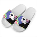 8-Bit Pixel Unicorn Print White Slide Sandals