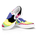8-Bit Pixel Unicorn Print White Slip On Shoes