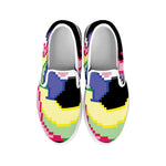 8-Bit Pixel Unicorn Print White Slip On Shoes