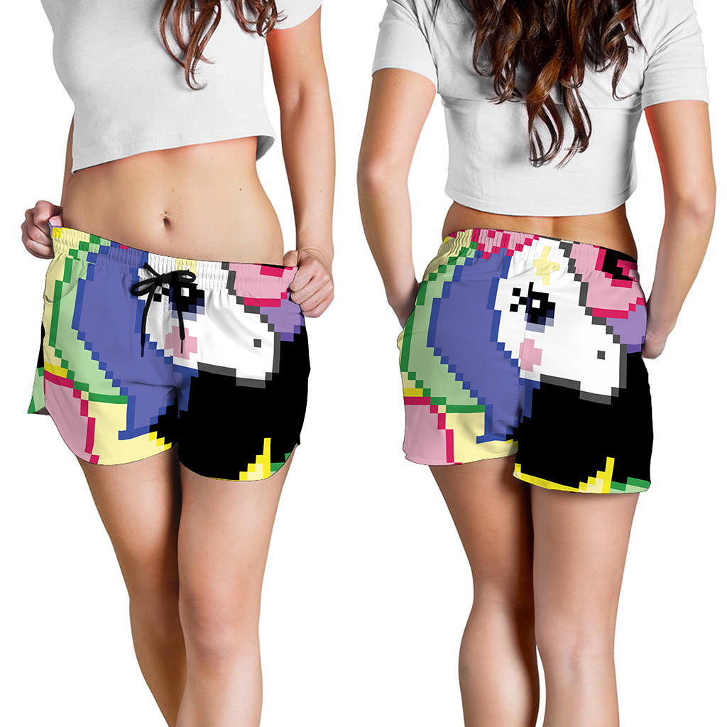 8-Bit Pixel Unicorn Print Women's Shorts