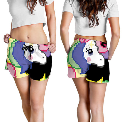 8-Bit Pixel Unicorn Print Women's Shorts