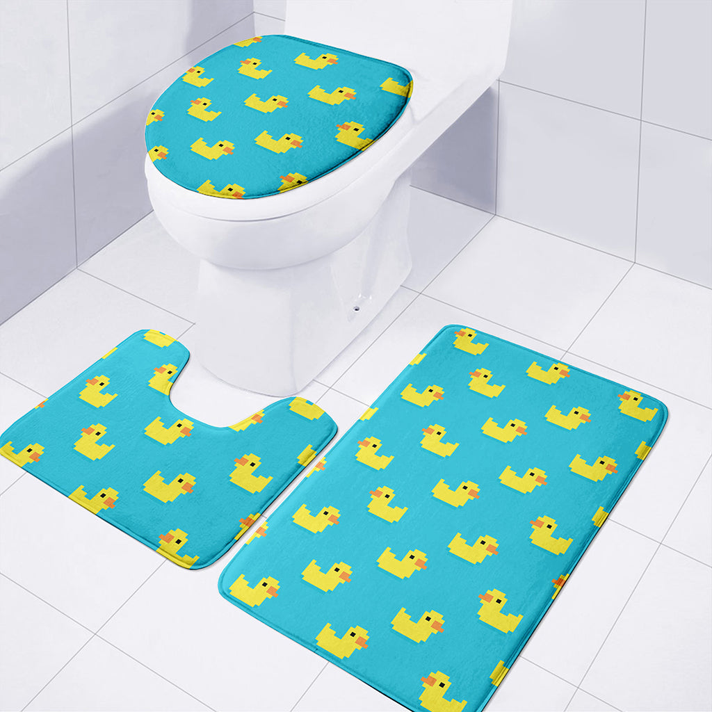 8-Bit Rubber Duck Pattern Print 3 Piece Bath Mat Set