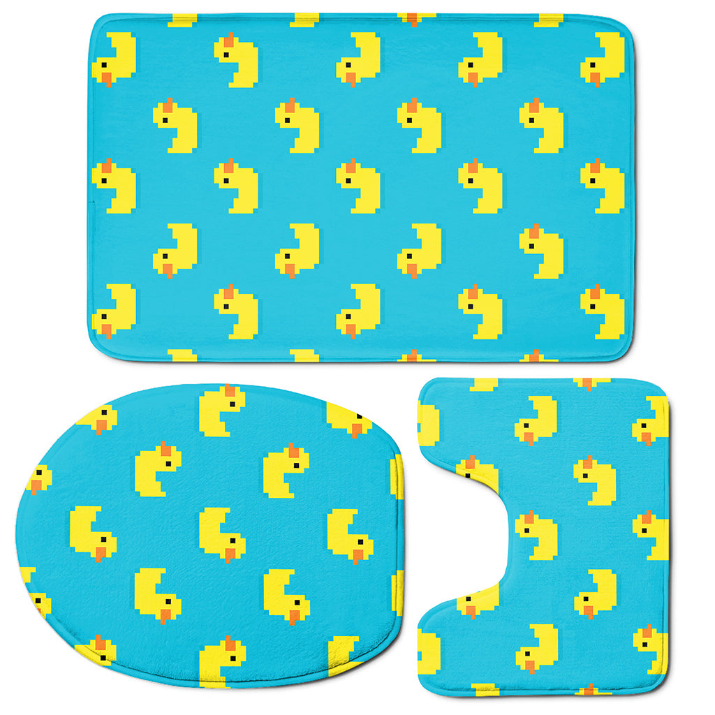 8-Bit Rubber Duck Pattern Print 3 Piece Bath Mat Set