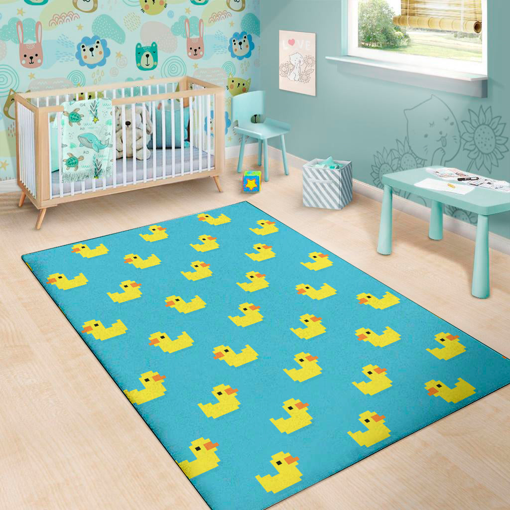 8-Bit Rubber Duck Pattern Print Area Rug