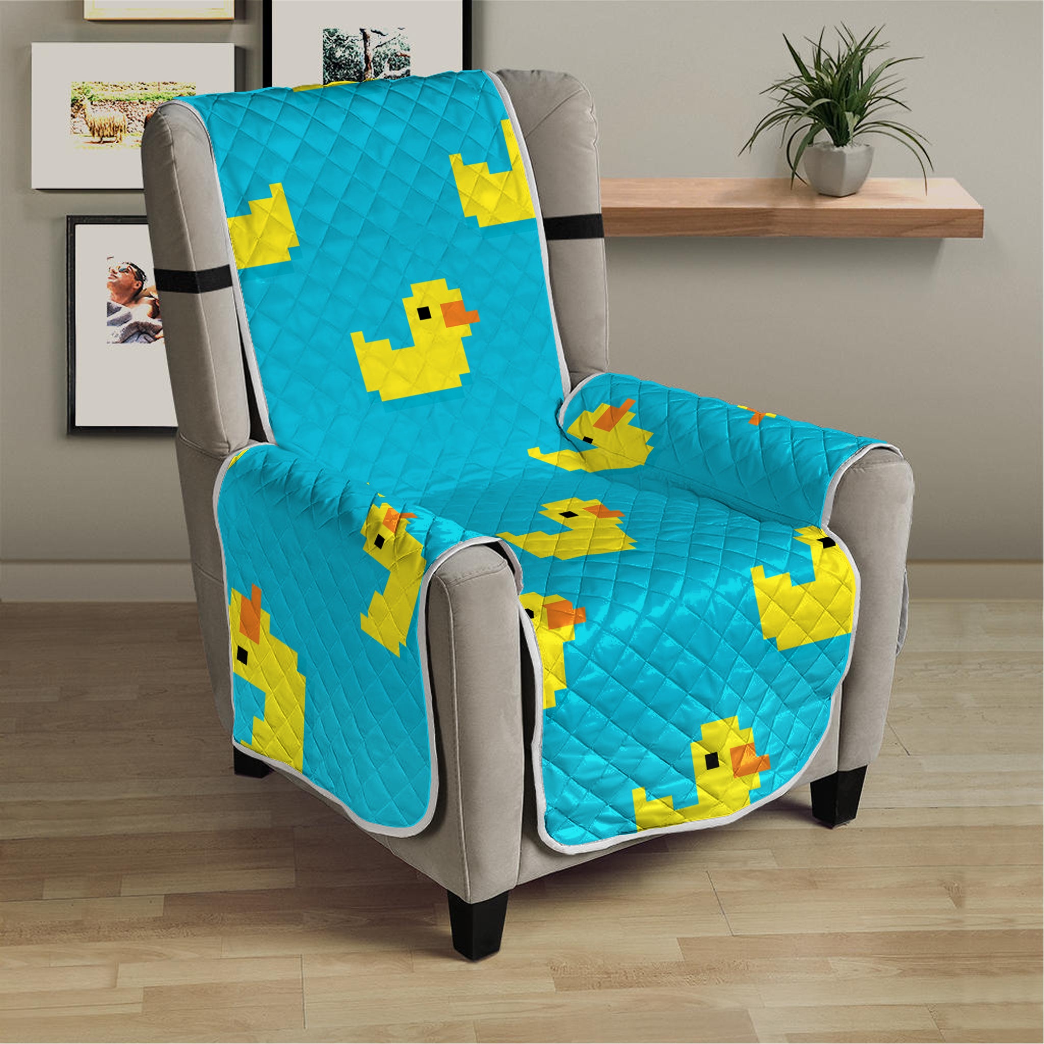 8-Bit Rubber Duck Pattern Print Armchair Protector