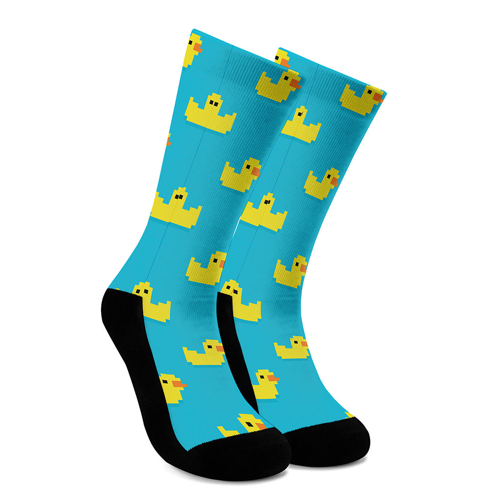 8-Bit Rubber Duck Pattern Print Crew Socks