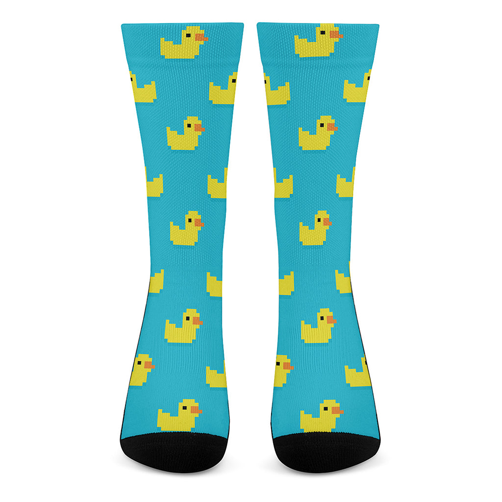 8-Bit Rubber Duck Pattern Print Crew Socks