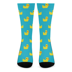 8-Bit Rubber Duck Pattern Print Crew Socks