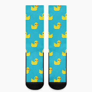 8-Bit Rubber Duck Pattern Print Crew Socks