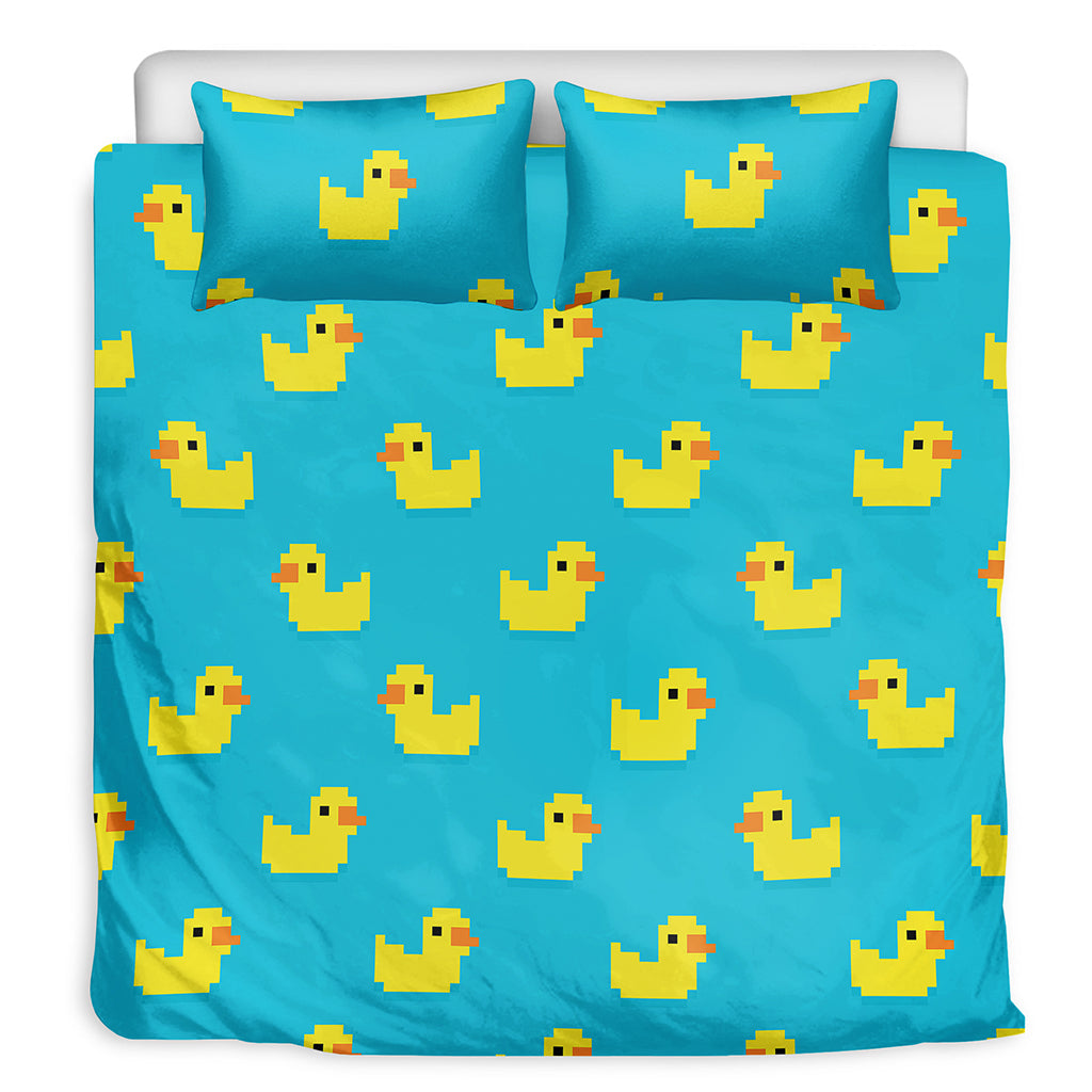 8-Bit Rubber Duck Pattern Print Duvet Cover Bedding Set
