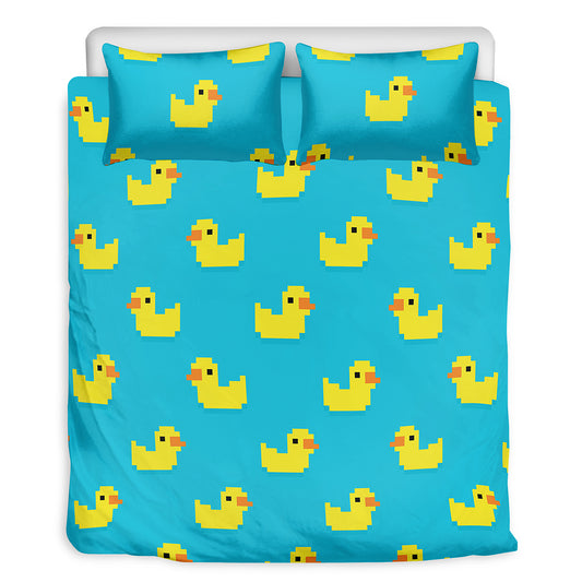 8-Bit Rubber Duck Pattern Print Duvet Cover Bedding Set