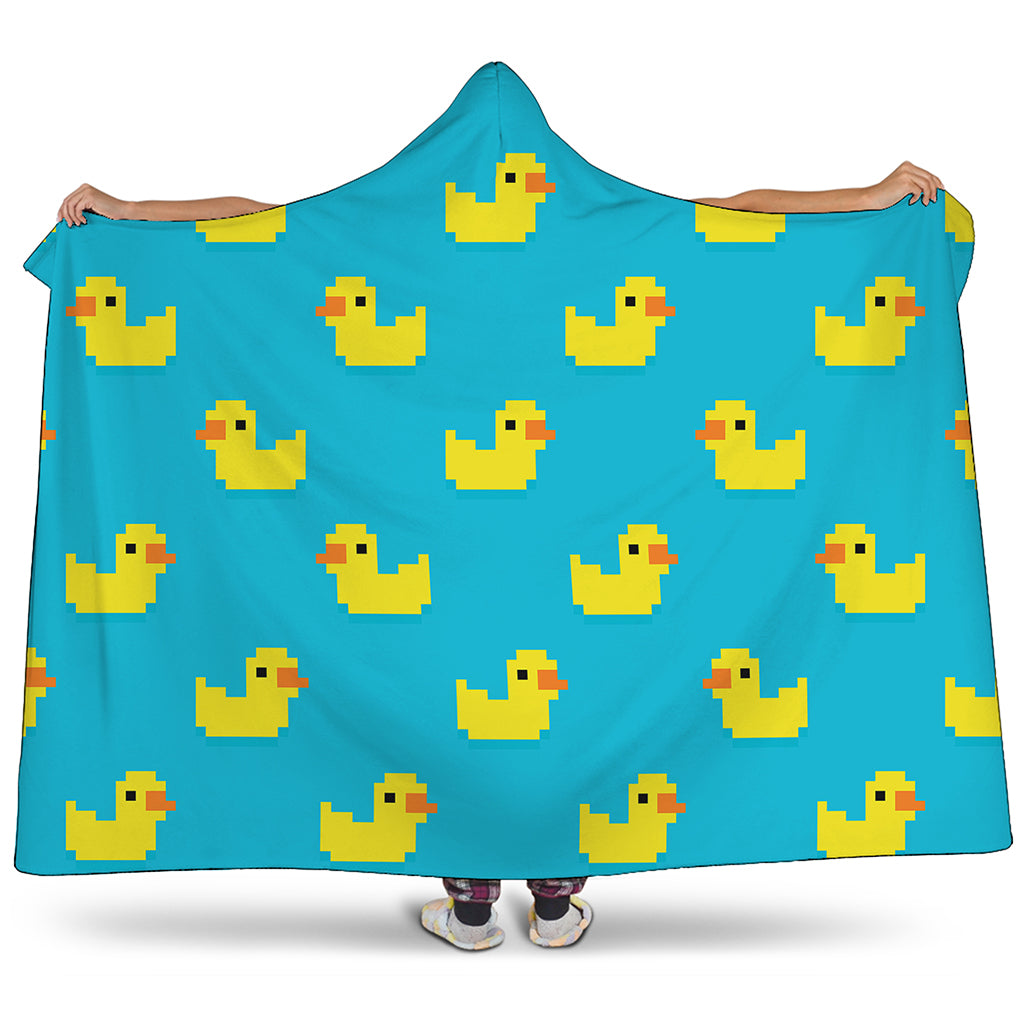 8-Bit Rubber Duck Pattern Print Hooded Blanket