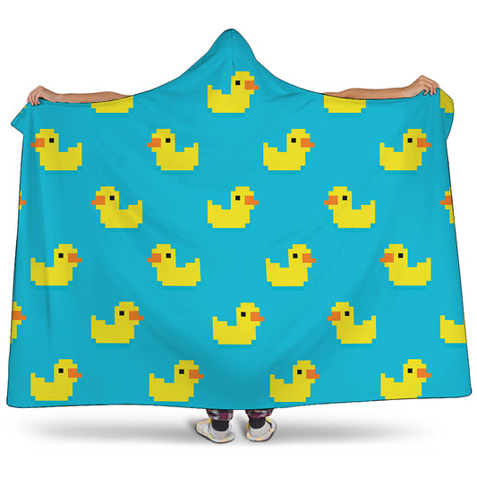 8-Bit Rubber Duck Pattern Print Hooded Blanket