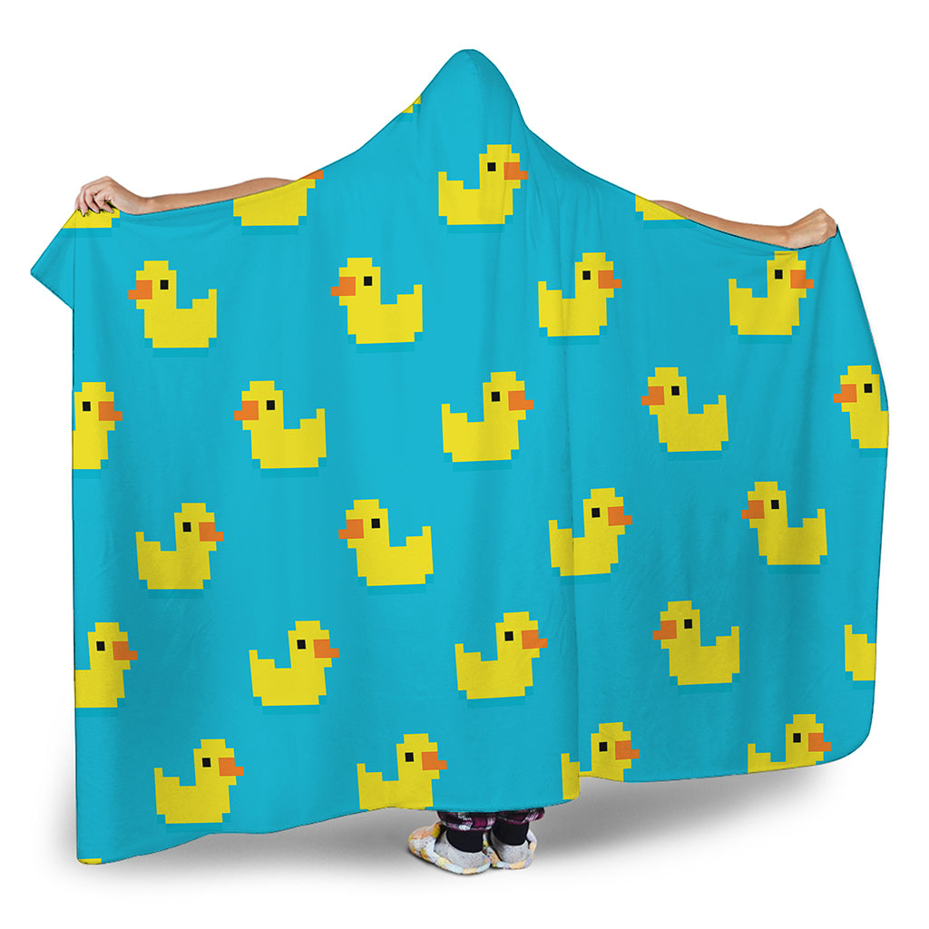 8-Bit Rubber Duck Pattern Print Hooded Blanket