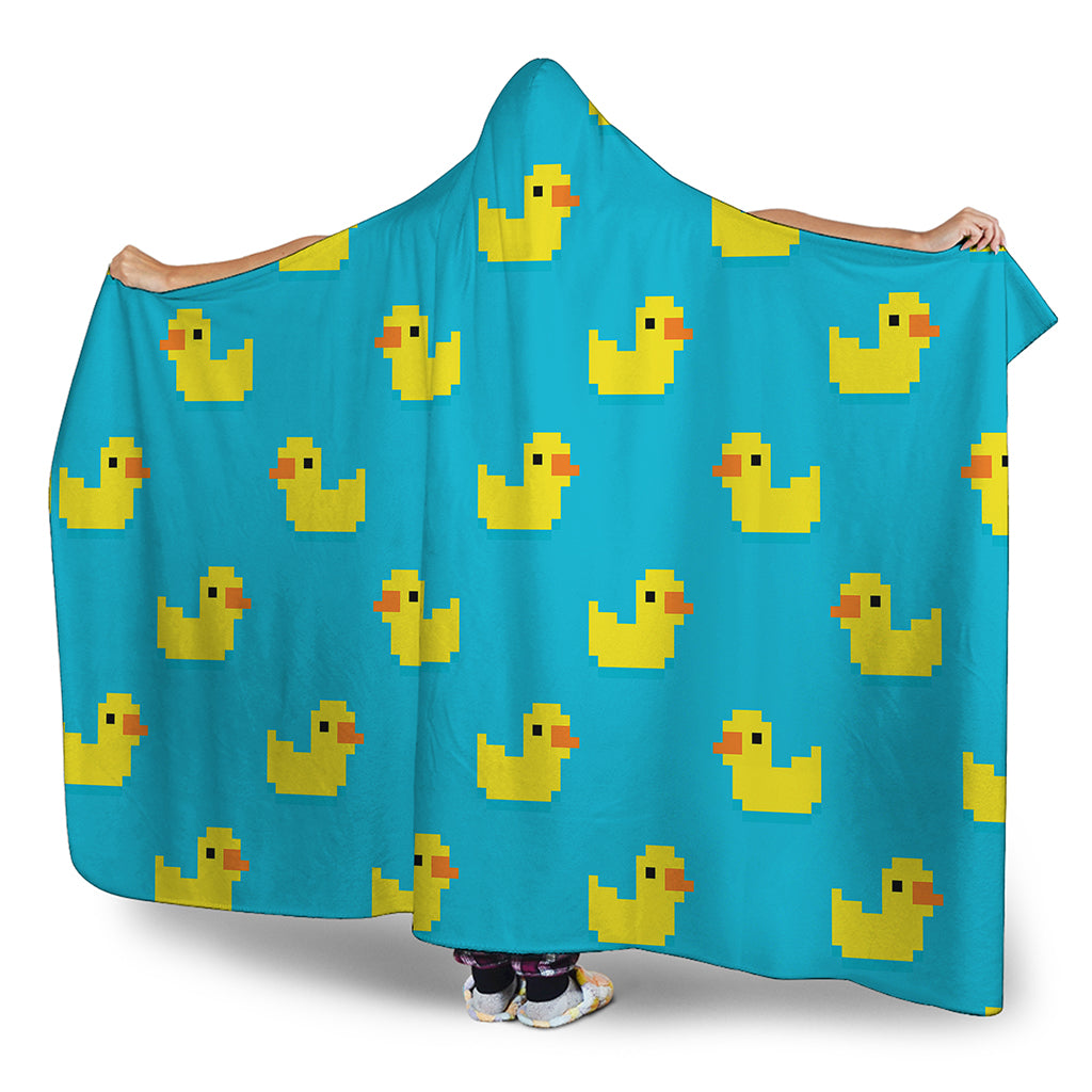 8-Bit Rubber Duck Pattern Print Hooded Blanket