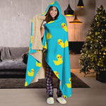 8-Bit Rubber Duck Pattern Print Hooded Blanket