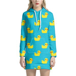8-Bit Rubber Duck Pattern Print Hoodie Dress