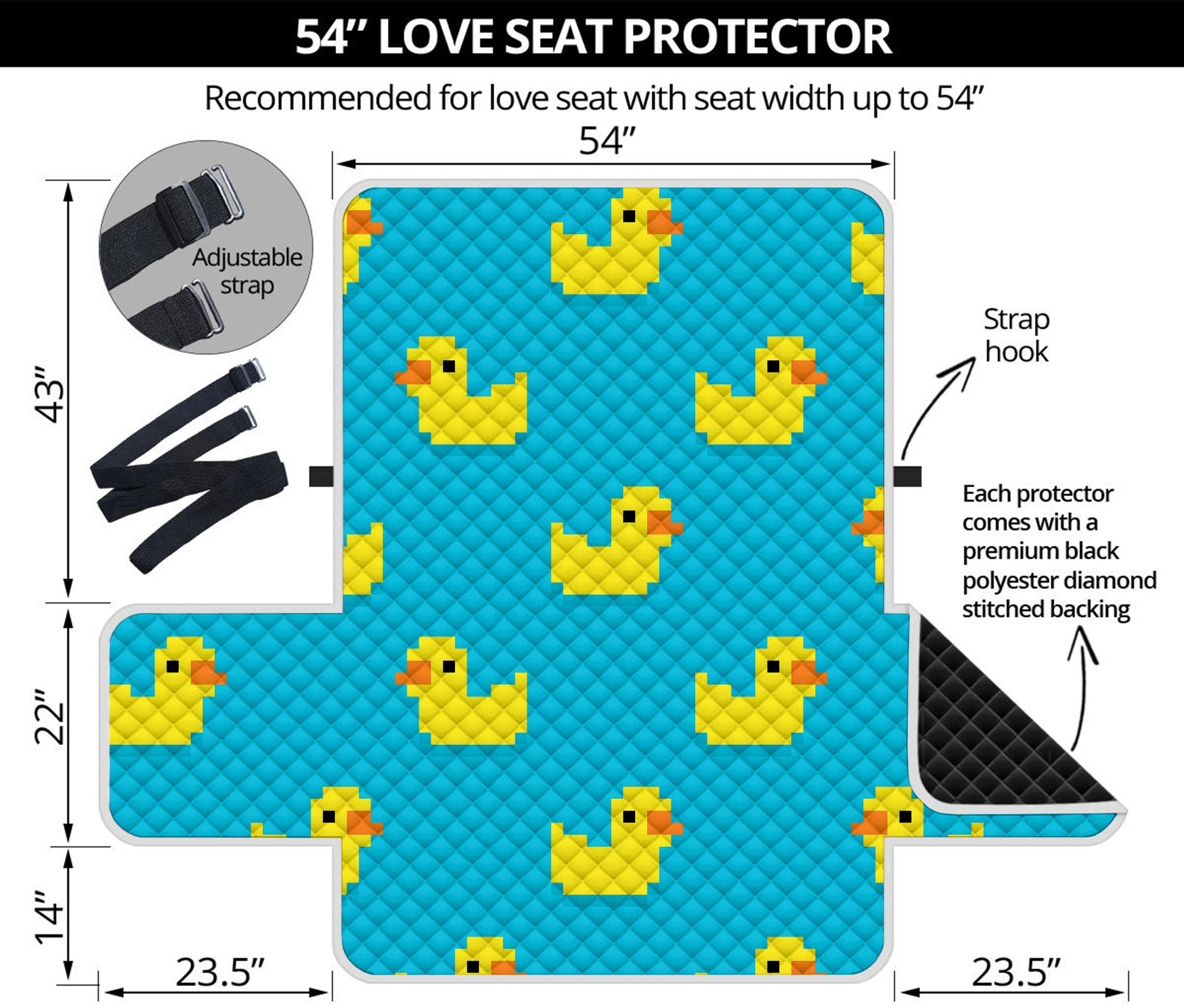 8-Bit Rubber Duck Pattern Print Loveseat Protector