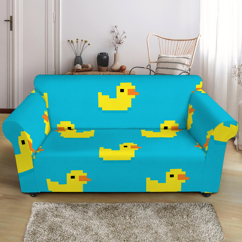 8-Bit Rubber Duck Pattern Print Loveseat Slipcover