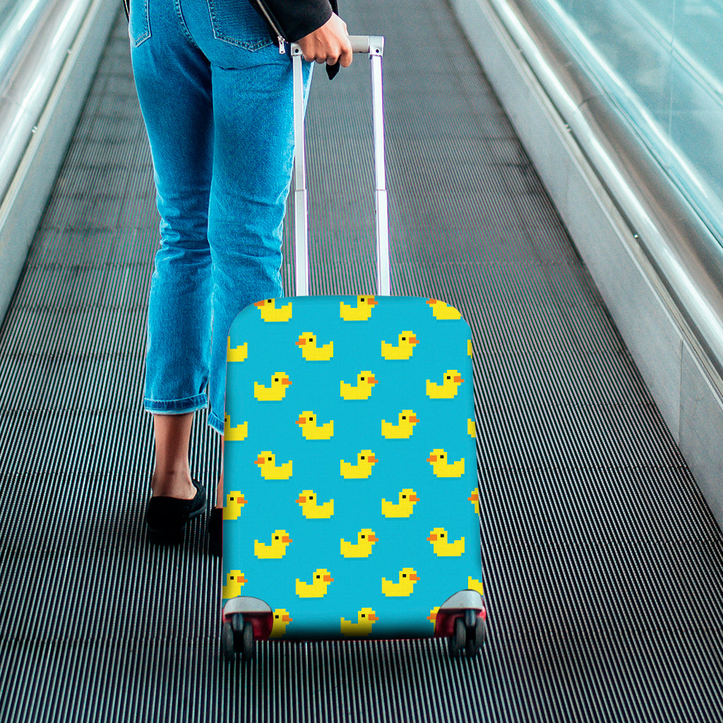 8-Bit Rubber Duck Pattern Print Luggage Cover