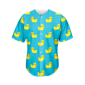 8-Bit Rubber Duck Pattern Print Men's Baseball Jersey