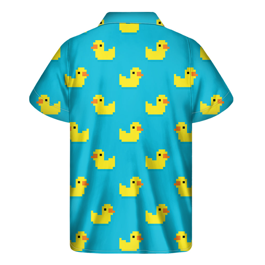 8-Bit Rubber Duck Pattern Print Men's Short Sleeve Shirt